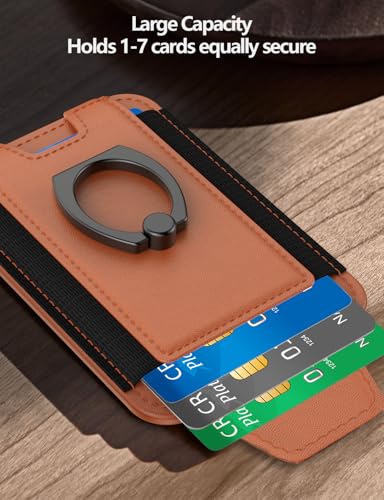 for Magsafe Wallet with Grip, 6-Card Holder; Stronger Magnetic Phone Wallet | Magnetic Card Wallet Holder for iPhone 17/16/15/14/13/12 Series, Privacy Flap, RFID Blocking, Brown - color: Walnut Brown