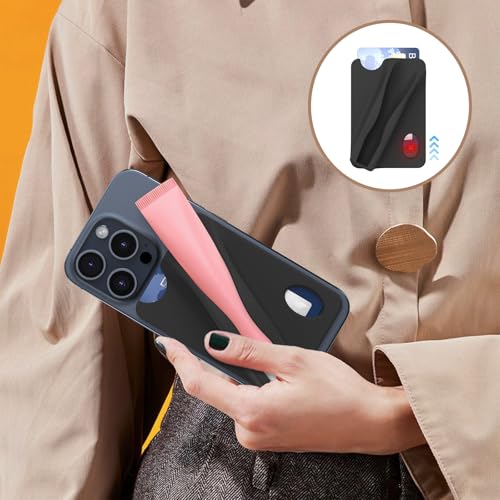 DOB SECHS Large Silicone Lip Holder with Card Holder Compatible with Summer Fridays, Tower 28, Laneige Lipstick Lip Glaze Phone Case Back Stick On Holder for iPhone and Android Smartphones, Black - color: Black, size: Large