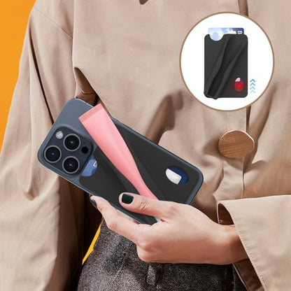 DOB SECHS Large Silicone Lip Holder with Card Holder Compatible with Summer Fridays, Tower 28, Laneige Lipstick Lip Glaze Phone Case Back Stick On Holder for iPhone and Android Smartphones, Black - color: Black, size: Large