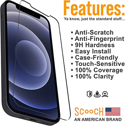 Scooch® Tempered Glass Multipack for iPhone 12 Mini, 3 Screen Protectors and 2 Camera Lens Protectors, Premium 9H Tempered Glass, Anti-Scratch, Anti-Fingerprint, Impact Resistant - size: iPhone 12 Mini