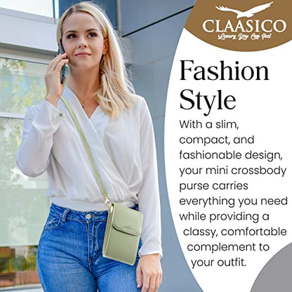 Classico Small Crossbody Phone Purse for Women - Crossbody Bag Wallet for Phone, Cards, Accessories - color: Olive