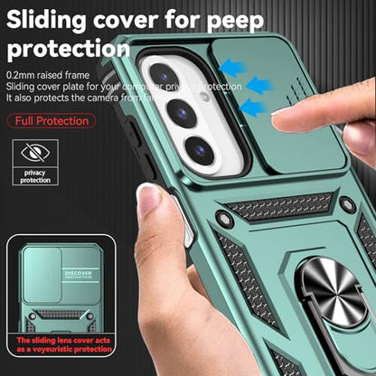 for Samsung Galaxy A17 / Galaxy A26 5G Case, with Slide Camera Cover Screen Protector [Military Grade Drop Tested] Ring Holder Kickstand Protective Phone Case for Samsung Galaxy A17, Dark Green - color: Dark Green w/ Slide Camera 2nd gen. Military Grade