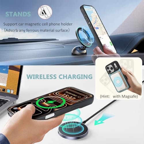 for iPhone 17 Pro Wallet Case, Detachable Magnetic Phone Case,Faux Leather Strap Wallet,with RFID Blocking，Zipper Card Holder，Shoulder Straps (Blue) - color: Blue, size: iPhone 17 Pro