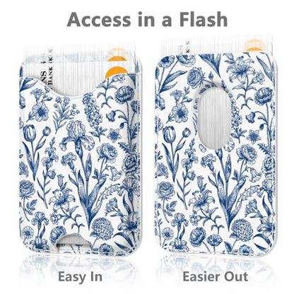 Floral Magnetic Wallet for Magsafe Compatible with iPhone 17/16/15/14/13/12 Series Pro Max Plus Air (Flowers Phone Magnet Card Holder Fit 3 Cards for Women Girl Lether Mag Safe Wallets) Ink - color: Flowers (Ink)