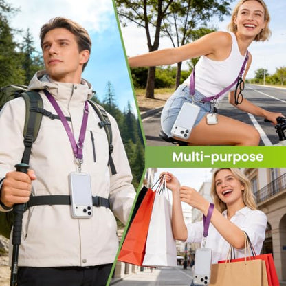 takyu Multifunctional Phone Lanyard, 3 in 1 Cell Phone Detachable Adjustable Crossbody Strap & Neck Lanyard & Wrist Lanyard with 2x Tether Tab for Most Smartphones, Outdoor Travel Essential Purple - color: Purplex1