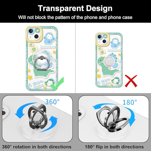 4 Pack Phone Holder Ring Transparent Finger Grip Loop 360 Degree Rotation Finger Ring Stand Cell Phone Kickstand Ring Compatible Various Mobile Phones Or Phone Case(Silver/Black/Gold/Rose Gold)
