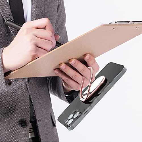 Phone Holder Foldable Phone Stand Phone Ring Holder Finger Kickstand 360° Rotation Cell Phone Stand Metal Phone Grip for Magnetic Car Mount Sticky Phone Grip Compatible with Most Smartphones - color: Rose Gold
