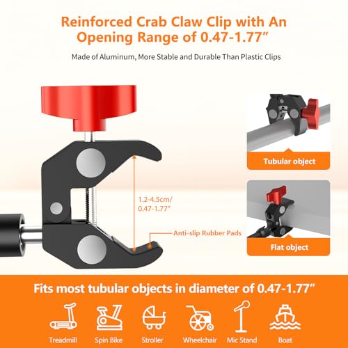 Portable Tablet Stand for Desk, 360° Adjustable iPad Holder for Bed, Metal Desk Clamp with Sturdy Aluminum Tablet Arm Mount for 4.7"-13.5" Kindle,iPad Pro/Air/Mini, iPhone,for Kitchen,Work,Video Call