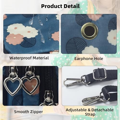 Small Crossbody Bag for Women - Mini Phone Purses with Crossbody Strap and Wallet - Nylon Arm Bag - color: Ab-blue Circle