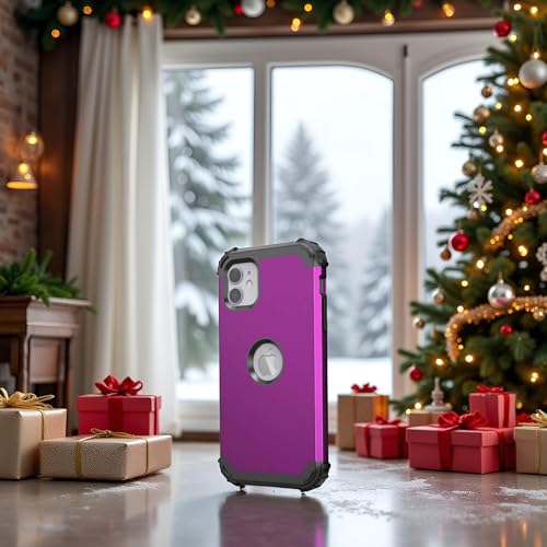 IDweel for iPhone 11 Case with Tempered Glass,Hybrid 3 in 1 Shockproof Slim Heavy Duty Protection Hard PC Cover Soft Silicone Bumper Full Body Case for iPhone 11 6.1 Inch, Navy Purple - color: Navy Purple