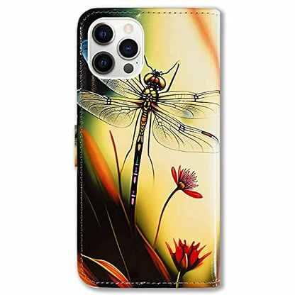 Bcov Case for iPhone 13 Pro,Colorful Dragonfly Leather Flip Phone Case Wallet Cover with Card Slot Holder Kickstand for iPhone 13 Pro - color: Dragonfly Pattern