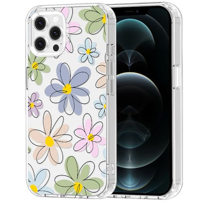 MOSNOVO Case for iPhone 12 & iPhone 12 Pro, [Buffertech 6.6ft Military-Grade Drop Protection] [Anti Peel Off Tech] Clear TPU Bumper Phone Case Cover Design - Linear Blooms - color: Clear - Linear Blooms, size: iPhone 12 / iPhone 12 Pro