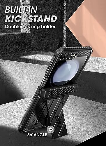 SUPCASE for Samsung Galaxy Z Flip5 5G Case with Kicktand, Black | Detachable Belt-Clip, Hinge Protection, Front Screen Protector, Full Body Military-Grade Phone Cover, Unicorn Beetle Pro