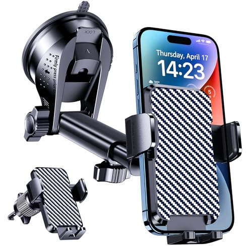 BIVGAZA Phone Holder Car [Military-Grade Suction] Universal Car Phone Holder [Thick Case Friendly] Automobile Accessories Dashboard Air Vent Windshield Phone Mount Fit for iPhone Android Smartphones - size: Large
