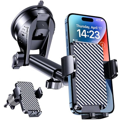 BIVGAZA Phone Holder Car [Military-Grade Suction] Universal Car Phone Holder [Thick Case Friendly] Automobile Accessories Dashboard Air Vent Windshield Phone Mount Fit for iPhone Android Smartphones - size: Large