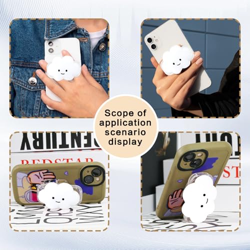 Phone Grip Cute 2D Cloud Shape Collapsible Expandable, Smartphone Tablet Cell Phone Grip Stand Holder (White) - color: White