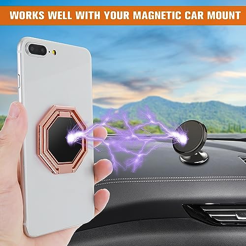 cobee Cell Phone Ring Holder Finger Kickstand, 360° Rotation Metal Cellphone Back Grip Foldable Cell Phone Stand Adjustable Phone Holder Compatible with Most Smartphones(Rose Gold) - color: Rose Gold