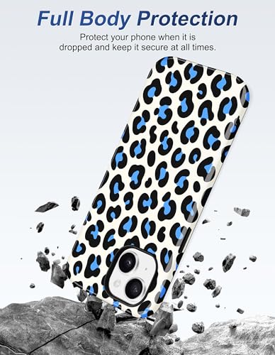 Jusy Magnetic Cheetah Phone Case for iPhone 16 Pro Max,Blue Leopard | Compatible with MagSafe,Cute Aesthetic Tortoise Shell Design,TPU and PC Protective Shockproof Cover - color: Blue Leopard