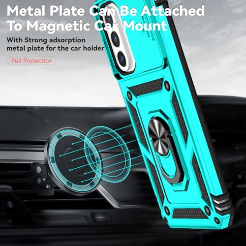 for Samsung Galaxy A17 / Galaxy A26 5G Case, with Slide Camera Cover HD Screen Protector [Military Grade Drop Tested] Ring Holder Kickstand Protective Phone Case for Samsung Galaxy A17, Mint - color: Mint w/ Slide Camera 2nd gen. Military Grade