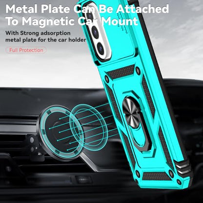 for Samsung Galaxy A17 / Galaxy A26 5G Case, with Slide Camera Cover HD Screen Protector [Military Grade Drop Tested] Ring Holder Kickstand Protective Phone Case for Samsung Galaxy A17, Mint - color: Mint w/ Slide Camera 2nd gen. Military Grade