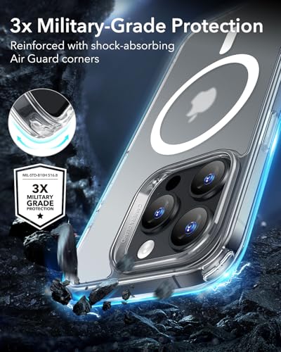 ESR for iPhone 16 Pro Case, Compatible with MagSafe, Shockproof Military-Grade Protection, Magnetic Phone Case for iPhone 16 Pro, Classic Hybrid Case (HaloLock),Frosted Clear - color: C-Frosted Clear