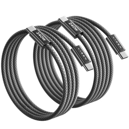 LISEN USB C to USB C Cable, 240W Fast Charging Cable (3.3FT+6.6FT) - color: Black, size: 3.3FT+6.6FT