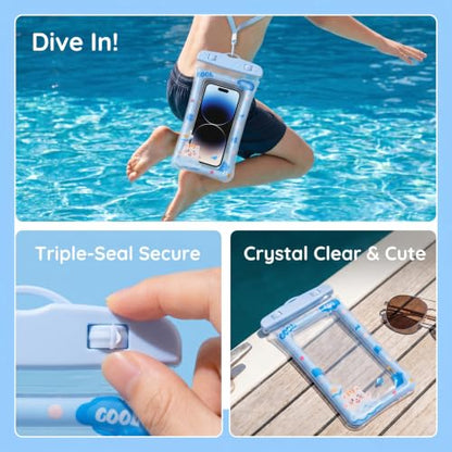 1 Pack Waterproof Phone Pouch with Lanyard Underwater Dry Bag case Universal high Transparency Touch Screen Protective case Suitable for Beach and Travel-Happy Cat - color: Happy-Cat, size: 1Pack