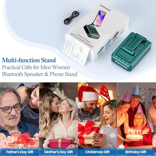 JTEMAN Bluetooth Speaker with Cellphone Stand,Gifts for Men Tech Gadgets - color: Green