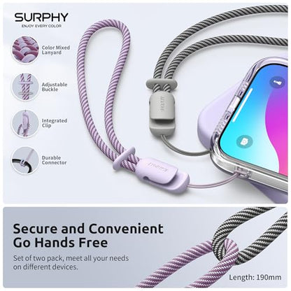 SURPHY 2 Pack Phone Lanyard, Phone Wrist Strap for Case, Camera Wrist Strap - color: Lilac & Gray