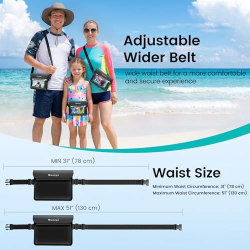 Niveaya IPX8 Waterproof Fanny Pack, Waterproof Pouch Dry Belt Bag for Beach, Kayaking, Swimming, Boat Travel Cruise Essentials, Waterproof Phone Bag Passport Holder for Women Men(2 Pack) - color: Black+Green