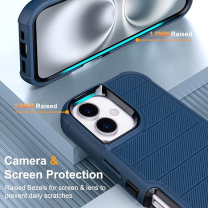 아이폰 16 케이스, 클립 포함, 블루 | 낙하 방지, 지문 방지, 3 in 1 튼튼한 충격 방지 보호, 아이폰 16용 군용 등급 커버 견고한 케이스 - color: 블루., size: iPhone 16