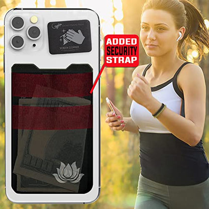 Gecko Travel Tech Double Pocket - Adhesive Card Holder - Cell Phone Pouch - Stick on Spandex Pocket - Carry Credit Cards and Cash (Lotus) - color: LOTUS