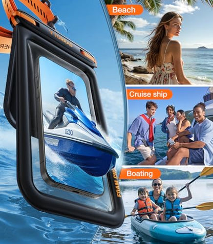 TORRAS IP68 Waterproof Phone Pouch Floating with Double Space 7.0", Green | Waterproof Phone Case with Crossbody Lanyard, Phone Dry Bag for iPhone 17 Pro Max 16 S26, Beach Cruise Ship Travel Essentials - color: Glacier Sprint