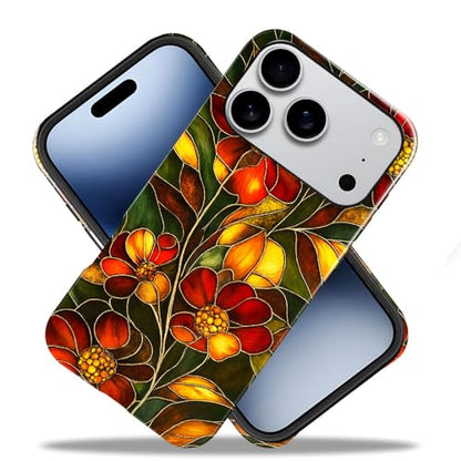 Compatible with iPhone 17 Pro,Anti-Scratch Glossy Case Cover,Stained Glass Flower 03 - color: Stained Glass Flower 03, size: IPhone 17 Pro