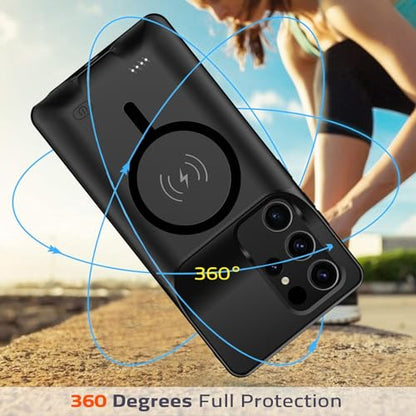 Battery Case for Galaxy S22/S23 Ultra,Upgraded 12000mAh Rechargeable Portable Extended Battery Pack Supported Qi Wireless Charging Case Compatible with S22/S23 Ultra(6.8 inches) Charging Case-Black - size: Galaxy S22/23 Ultra