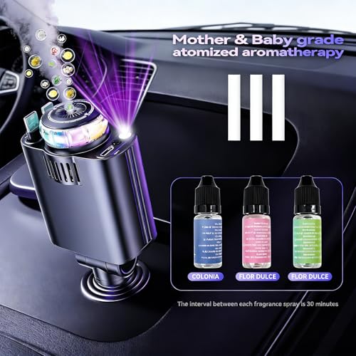 Smart Retractable Car Charger 69W USB C Fast Charge Air Freshener Starlight - color: Black