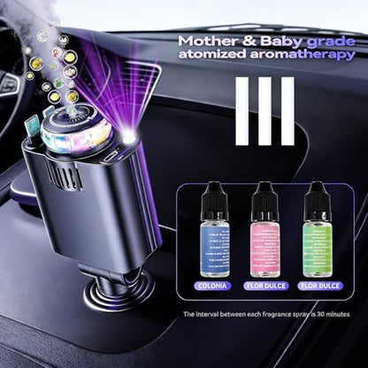 Smart Retractable Car Charger 69W USB C Fast Charge Air Freshener Starlight - color: Black