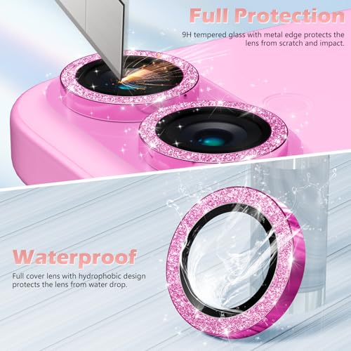 imluckies for iPhone 16 / iPhone 16 Plus Camera Lens Protector, AR+AF Tempered Glass 9H Anti-Scratch Metal Individual Lens Cover, HD Clear Camera Accessories, Glitter Pink - color: Glitter Pink
