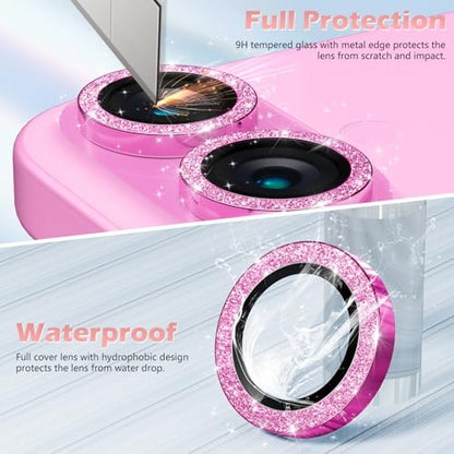 imluckies for iPhone 16 / iPhone 16 Plus Camera Lens Protector, AR+AF Tempered Glass 9H Anti-Scratch Metal Individual Lens Cover, HD Clear Camera Accessories, Glitter Pink - color: Glitter Pink