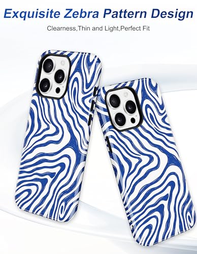 Jusy Magnetic Zebra Phone Case for iPhone 17 Pro Max,Blue | Compatible with MagSafe, Cute Aesthetic Zebra Design, TPU and PC Protective Shockproof Cover - color: Blue
