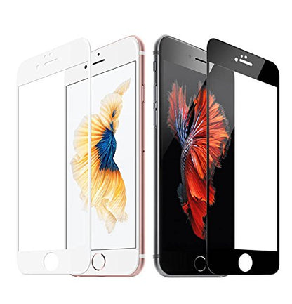 IFLASH iPhone 8, 7 Full Cover Screen Protector, [2 Pack] Full Coverage Tempered Glass Screen Film for Apple iPhone 8, 7 4.7” Inch - Bubble Free/edge-to-edge Screen Protector - White - color: iPhone 7/8 4.7" (White)