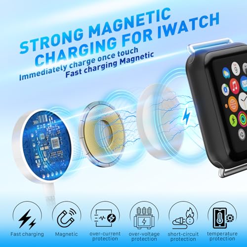 3 in 2 Fast Charger Cable,Thick Braided Charging Cord USB C Watch Phone Charger,Compatible with Apple Watch Ultra SE Series1-11,Travel Multi Devices All in One Combo Wire, 4FT/1.2M-Starlight - style: L1ghtning + TYPC C