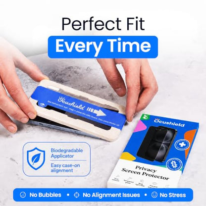Ocushield Privacy Anti Blue Light Tempered Glass Screen Protector of iPhone 16 Pro Max (6.9") – Anti-Spy, Blocks Blue Light, Prevents Eye Strain & Helps You Sleep Better, 9H Hardness & Case Friendly - size: iPhone 16 Pro Max (6.9") - Privacy