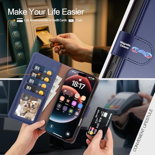 Compatible with Samsung Galaxy S26 Ultra Case Wallet with Card Holder [4 Card Slot] Women Men,RFID Blocking PU Leather Phone Case Flip Protector Cover Credit Card Slot Kickstand,Dark Blue - color: Dark Blue, size: Samsung Galaxy S26 Ultra - 6.9"