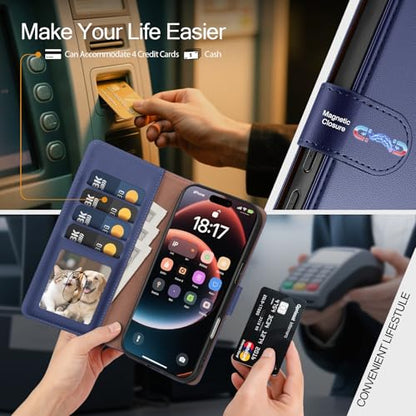 Compatible with Samsung Galaxy S26 Ultra Case Wallet with Card Holder [4 Card Slot] Women Men,RFID Blocking PU Leather Phone Case Flip Protector Cover Credit Card Slot Kickstand,Dark Blue - color: Dark Blue, size: Samsung Galaxy S26 Ultra - 6.9"