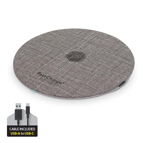 Wireless Fast Charger, 15W Aluminum Fast Charging Pad, USB-A to USB-C Cable Included, Compatible with iPhone Apple & Android | Gray (Pad)