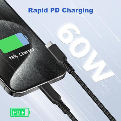 Basesailor USB C to USB C 60W Charging Cable 10FT 2Pack (Black) - color: Black, size: 10FT/3M