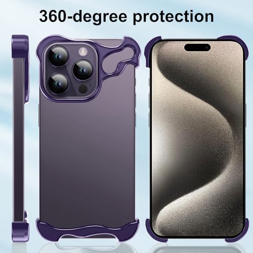 Frameless Phone Case Crafted for iPhone 15 Pro Max Purple - color: Aluminum Purple, size: iPhone 15 Pro Max