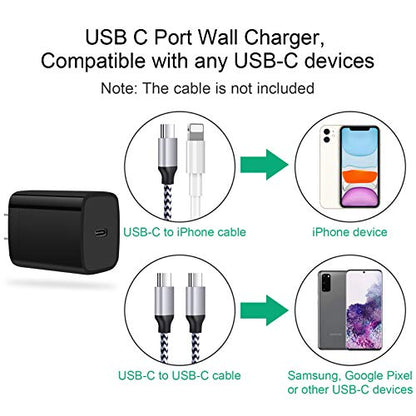 20W USB C Wall Charger Adapter Block for Samsung Galaxy A37 A57 5G - color: Black