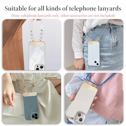 2 Pcs 2 Way Cell Phone Tether Tab, Metal Double Head Cellphone Lanyard Patch Strap Insert Phones Lanyard Tab Remote Control Tether Phone Case Lanyards With Adhesive Only for Case with Dual Holes
